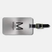 Étiquette À Bagage Monogramme simple et noir et Modèle de nom (Devant horizontal)