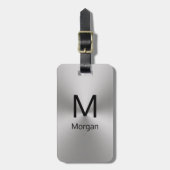 Étiquette À Bagage Monogramme simple et noir et Modèle de nom (Devant Vertical)