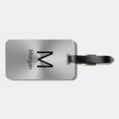 Étiquette À Bagage Monogramme simple et noir et Modèle de nom (Dos horizontal)