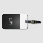 Étiquette À Bagage Monogramme simple frais de blanc de noir de (Devant Horizontal)