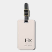 Étiquette À Bagage Monogramme Simple Moderne Élégant Bleu Rose Classi (Devant Vertical)