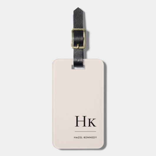 Étiquette À Bagage Monogramme Simple Moderne Élégant Bleu Rose Classi (Devant Vertical)