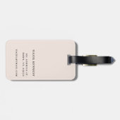 Étiquette À Bagage Monogramme Simple Moderne Élégant Bleu Rose Classi (Dos horizontal)