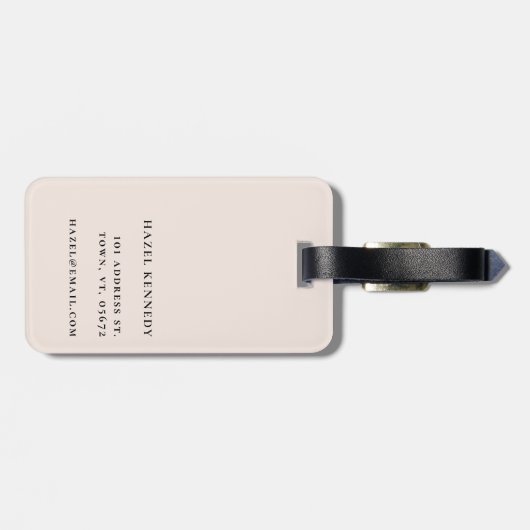 Étiquette À Bagage Monogramme Simple Moderne Élégant Bleu Rose Classi (Dos horizontal)