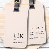 Étiquette À Bagage Monogramme Simple Moderne Élégant Bleu Rose Classi