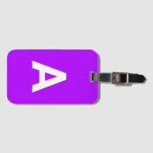 Étiquette À Bagage Monogramme Simple Moderne Néon Violet (Devant Horizontal)
