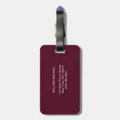 Étiquette À Bagage Monogramme simple moderne simple sur mesure (Dos Vertical)