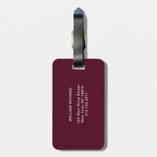 Étiquette À Bagage Monogramme simple moderne simple sur mesure (Dos Vertical)