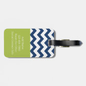 Étiquette À Bagage Monogramme simple Motif Chevron - Chaux de marine (Dos horizontal)