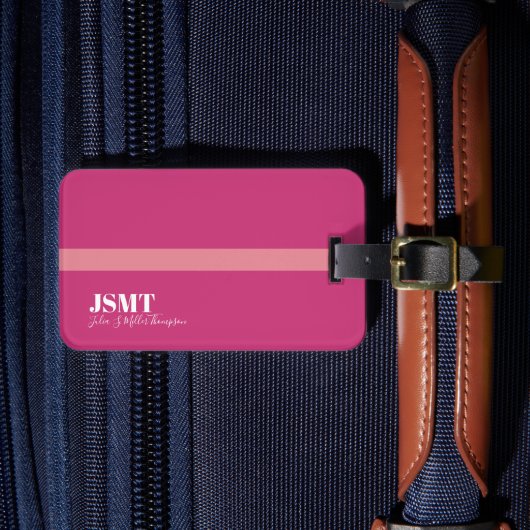 Étiquette À Bagage Monogramme simple pour femmes roses (Insitu Rectoal 4)