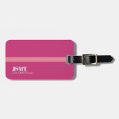 Étiquette À Bagage Monogramme simple pour femmes roses (Devant horizontal)