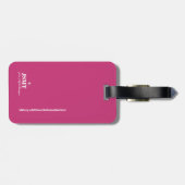 Étiquette À Bagage Monogramme simple pour femmes roses (Dos horizontal)