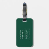 Étiquette À Bagage Monogramme Sport de Golf Vert Moderne (Dos Vertical)