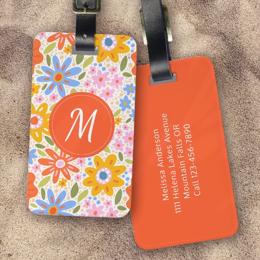 Étiquette À Bagage Monogramme super Motif rétro