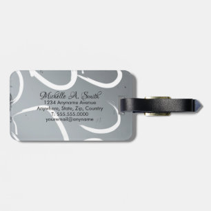 Étiquette À Bagage Monogramme sur fond noir et argent avec cercles bl