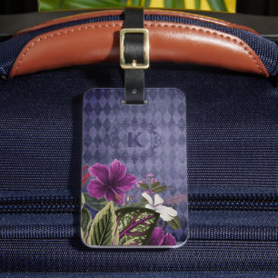 Étiquette À Bagage Monogramme sur mesure Tropical Floral