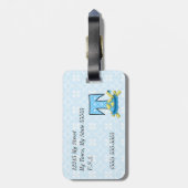 Étiquette À Bagage Monogramme T de tortue bleue pour enfants (Dos Vertical)