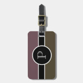 Étiquette À Bagage Monogramme Tan foncé Initiale Moderne Chic Voyage (Devant Vertical)