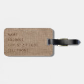 Étiquette À Bagage Monogramme - Tan Texture Burlap (Dos horizontal)