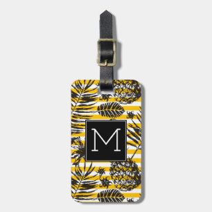 Étiquette À Bagage Monogramme tiré par la main des ananas