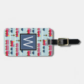 Étiquette À Bagage Monogramme | Trains mignons (Devant horizontal)