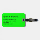 Étiquette À Bagage Monogramme trois bande noire sur le vert de chaux (Dos horizontal)