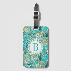 Étiquette À Bagage Monogramme tropical d'aquarelle HEURE d'ANANAS