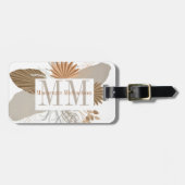 Étiquette À Bagage Monogramme tropical de Terracotta Boho (Devant horizontal)