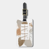 Étiquette À Bagage Monogramme tropical de Terracotta Boho (Devant Vertical)