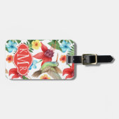 Étiquette À Bagage Monogramme tropical du colibri | (Devant horizontal)