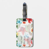 Étiquette À Bagage Monogramme tropical du colibri | (Dos Vertical)