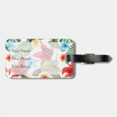 Étiquette À Bagage Monogramme tropical du colibri | (Dos horizontal)
