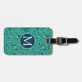 Étiquette À Bagage Monogramme tropical du motif | de feuille de (Devant horizontal)