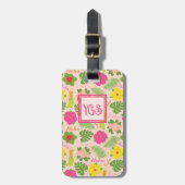 Étiquette À Bagage Monogramme tropical Fleur hawaïenne Aloha Hula fem (Devant Vertical)