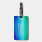 Étiquette À Bagage Monogramme tropical Neon Plage Bleu Vert (Dos Vertical)