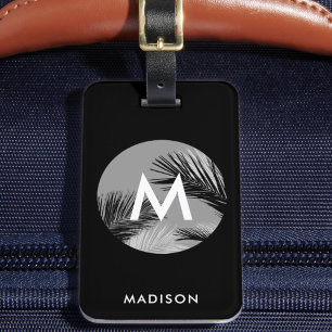Étiquette À Bagage Monogramme Tropical Personnalisé