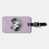 Étiquette À Bagage Monogramme Tropical Personnalisé Pale Purple (Devant horizontal)