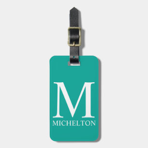 Étiquette À Bagage Monogramme Turquoise