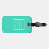 Étiquette À Bagage Monogramme Turquoise classique vert et blanc (Dos horizontal)