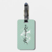 Étiquette À Bagage Monogramme turquoise de points d'or (Dos Vertical)