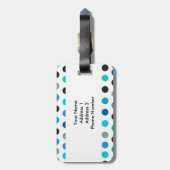Étiquette À Bagage Monogramme turquoise de rayures de pois (Dos Vertical)