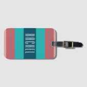 Étiquette À Bagage Monogramme turquoise et bourguignon (Devant Horizontal)