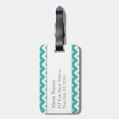 Étiquette À Bagage Monogramme Turquoise et Lime Chevron Imprimer (Dos Vertical)