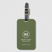 Étiquette À Bagage Monogramme typographique classique minimal d'olive (Devant Vertical)