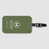 Étiquette À Bagage Monogramme typographique classique minimal d'olive (Devant Horizontal)