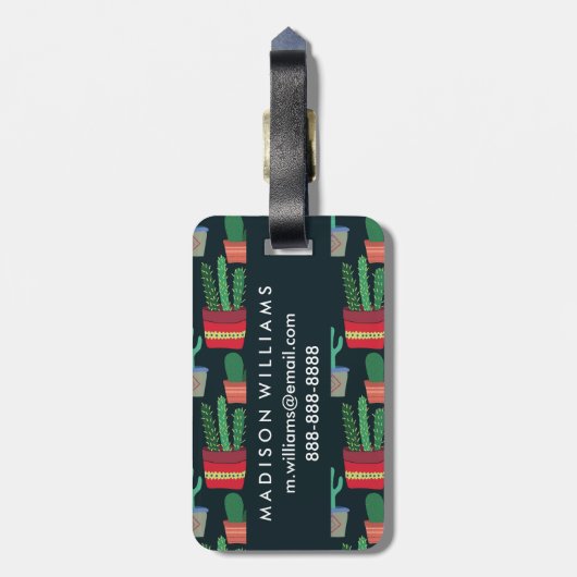 Étiquette À Bagage Monogramme | Une foule de Cactus (Dos Vertical)