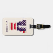 Étiquette À Bagage Monogramme V Drapeau USA Moderne (Devant horizontal)
