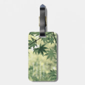 Étiquette À Bagage Monogramme végétal Feuille vert (Dos Vertical)