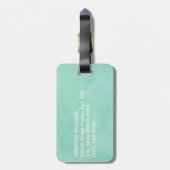 Étiquette À Bagage Monogramme vert à menthe simple et chic avec nom (Dos Vertical)