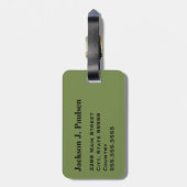 Étiquette À Bagage Monogramme Vert Brown noir Camouflage Cercle (Dos Vertical)